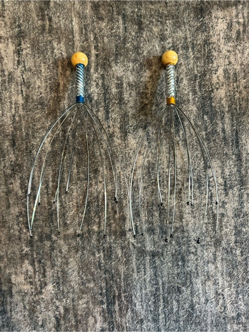 Pair of Metal Scalp/Head Massagers with Yellow Bead Handles